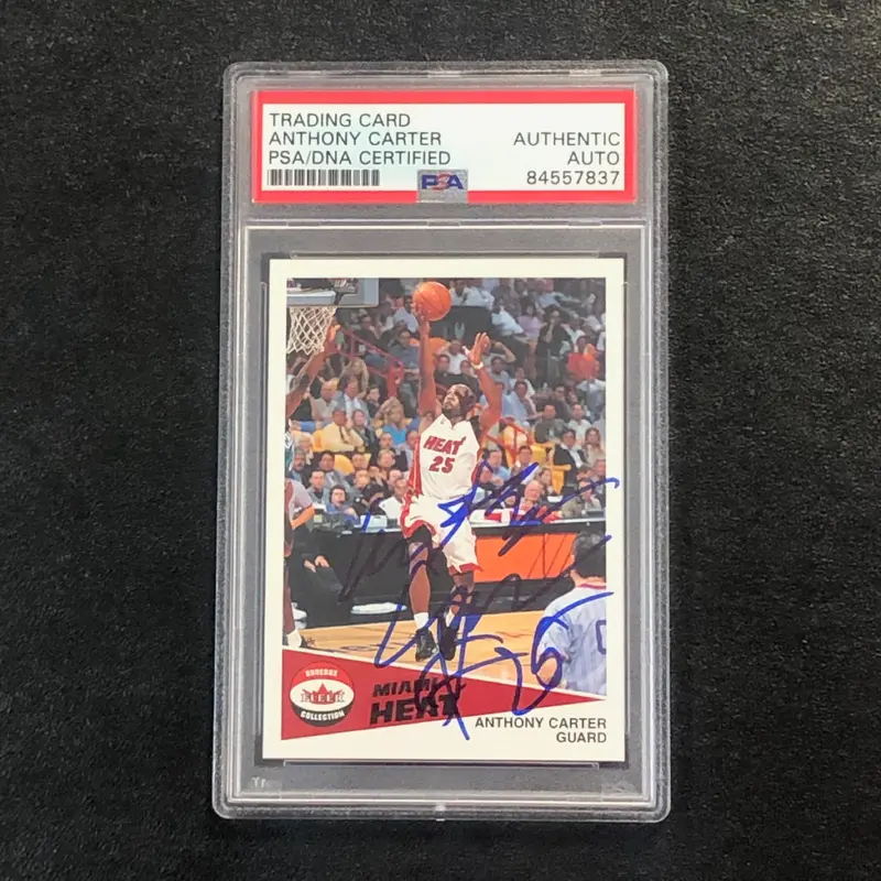 2001-02 Fleer Shoebox #136 Anthony Carter Signed Card AUTO PSA Slabbed Heat