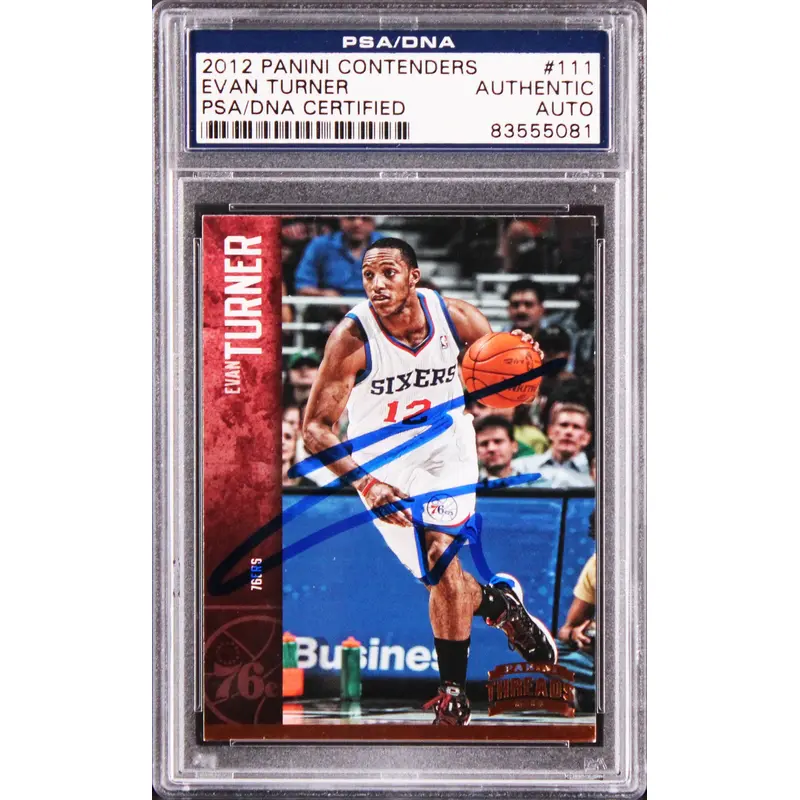 76ers Evan Turner Authentic Signed 2012 Panini Contenders #111 Card PSA/DNA Slab