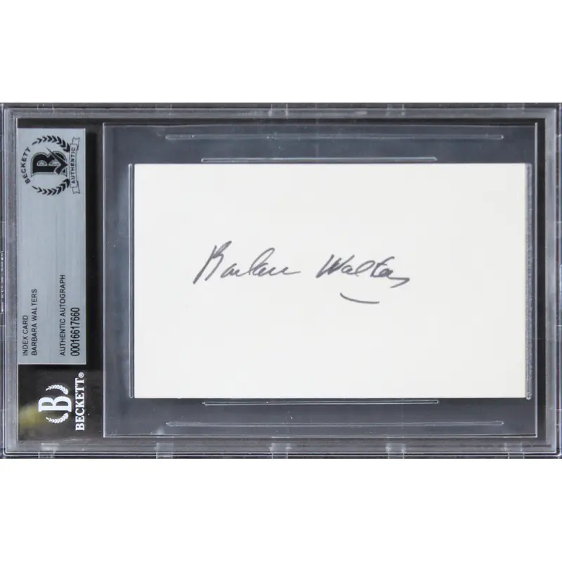 Barbara Walters The View Authentic Signed 3x5 Index Card BAS Slabbed 2