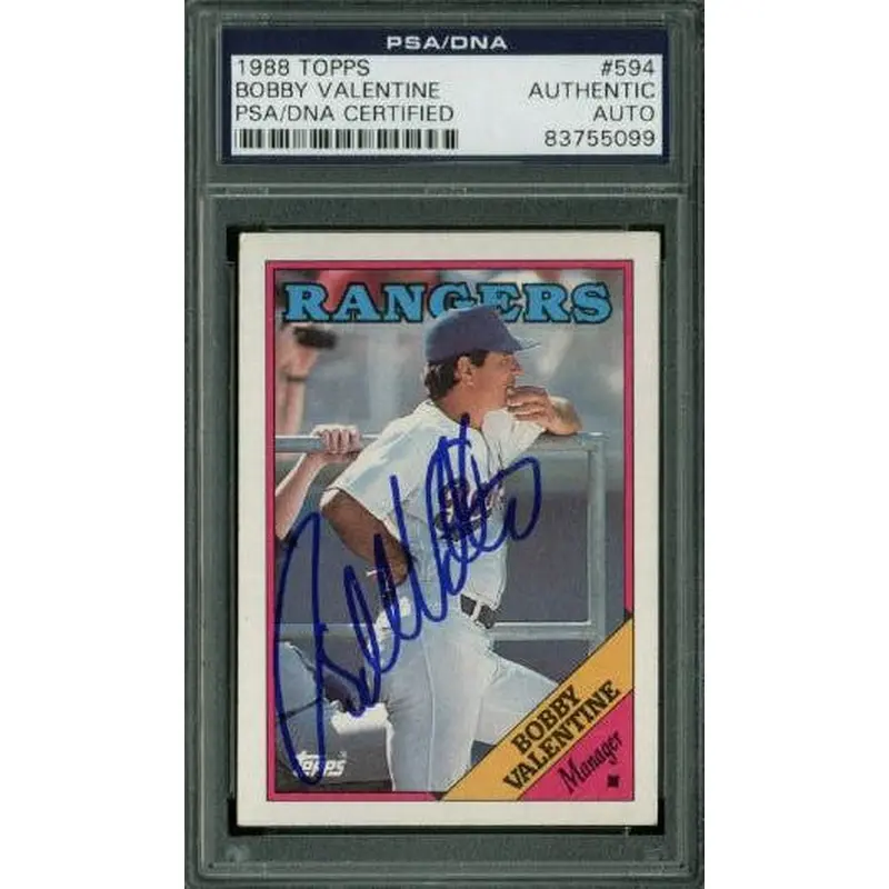 Rangers Bobby Valentine Authentic Signed Card 1988 Topps #594 PSA/DNA Slabbed