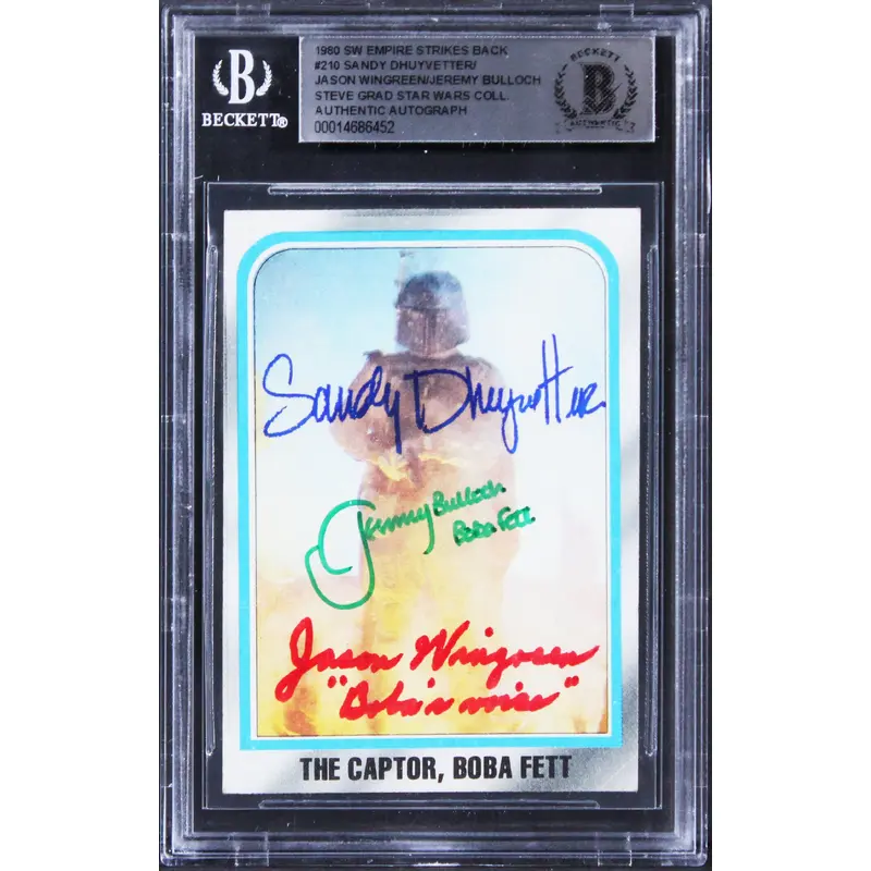 Star Wars (3) Jeremy Bulloch, Wingreen +1 Signed 1980 ESB #210 Card BAS Slabbed