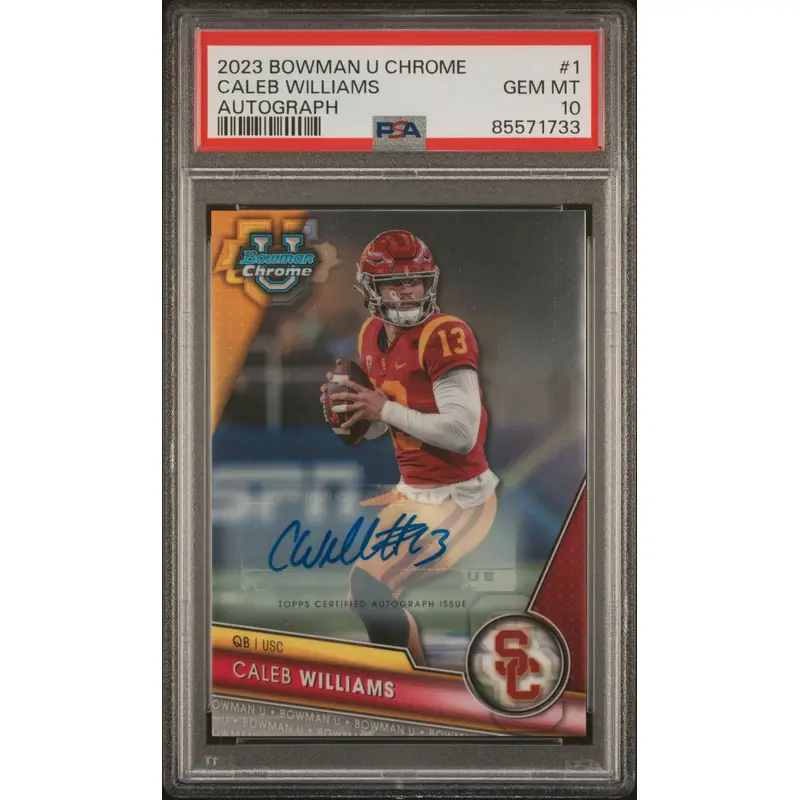 Caleb Williams 2023 Bowman Chrome University Autogrpah #1 PSA 10 Gem Mint