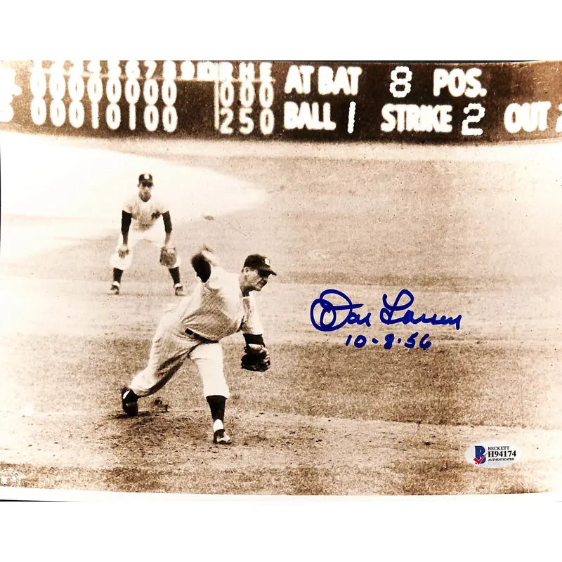 Yankees Don Larsen "10-8-56" Authentic Signed 8x10 Photo Autographed BAS 4