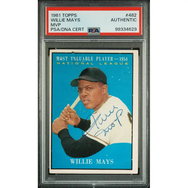 Willie Mays 1961 Topps MVP #482 Autograph PSA Auth