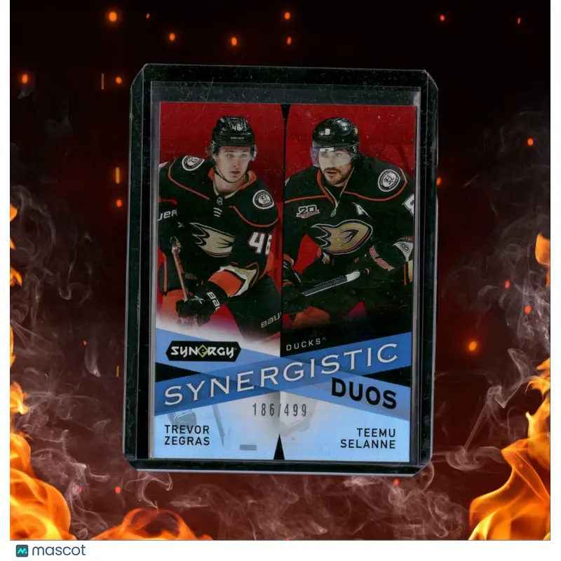 2022-23 Upper Deck Synergy Trevor Zegras / Teemu Selanne Red 186/499 #SD-7