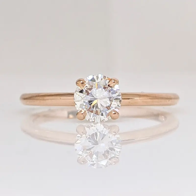14K ROSE .58 CARAT TOTAL VS1 H DIAMOND ROUND ESTATE RING 2.2 GRAMS