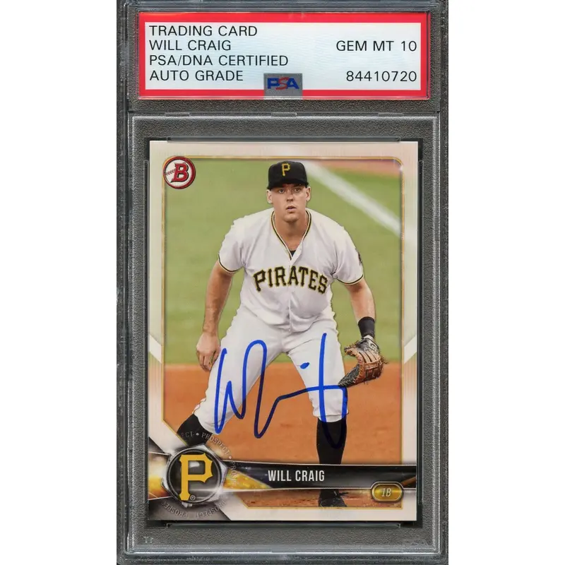 2018 Bowman #BP146 WILL CRAIG Signed Card PSA Slabbed Auto Grade 10 Pirates