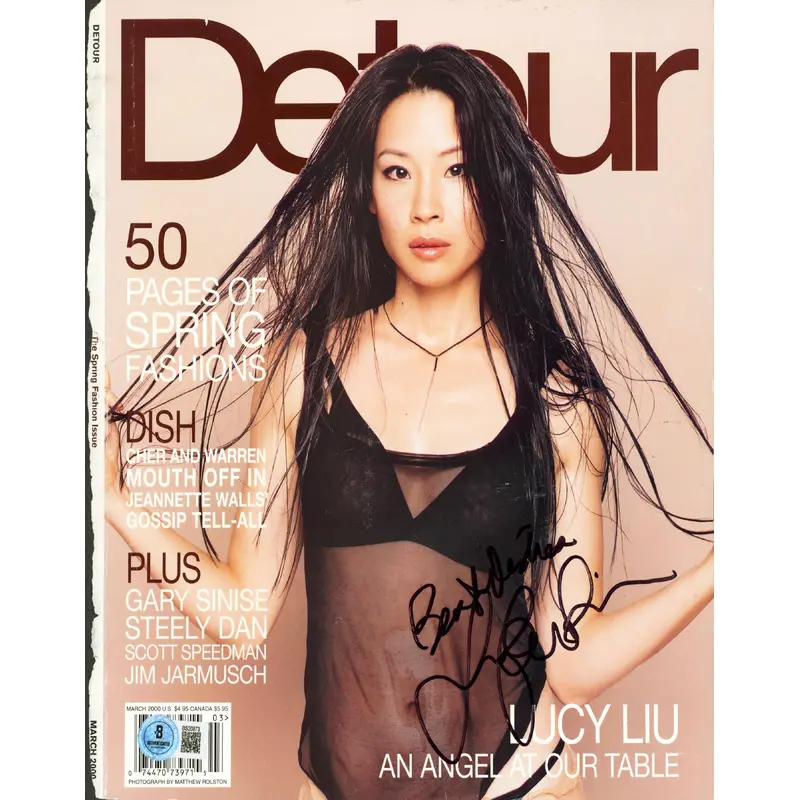 Lucy Liu "Best Wishes" Signed Detour Magazine Cover March 2000 BAS #BS20873
