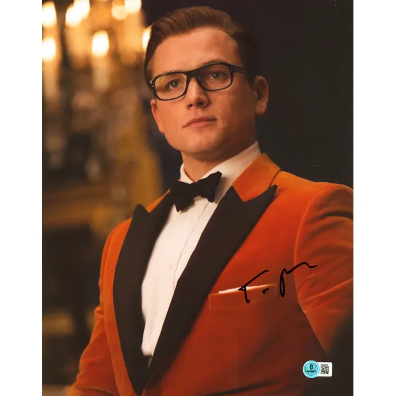Taron Egerton Kingsman Secret Service Authentic Signed 11x14 Photo BAS #BS20570