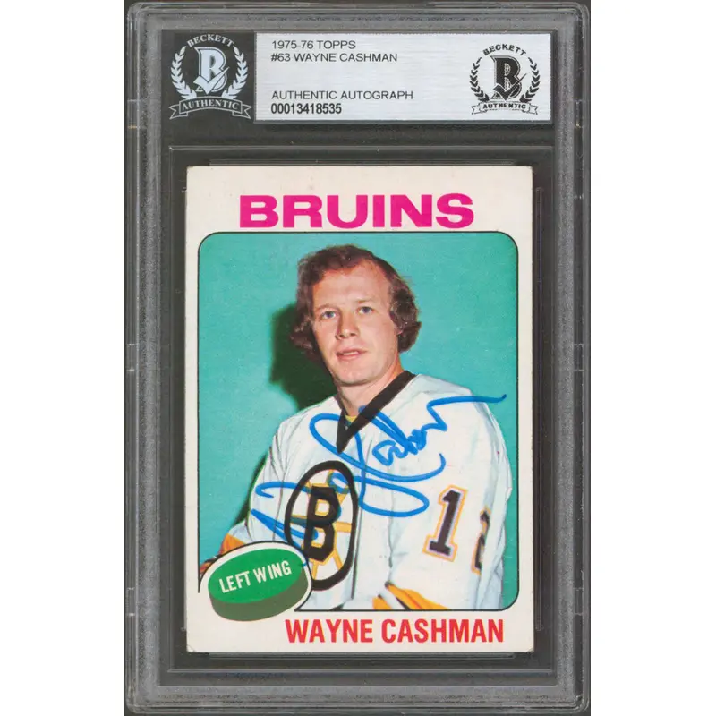 Bruins Wayne Cashman Authentic Signed 1975 Topps #63 Card Autographed BAS Slab