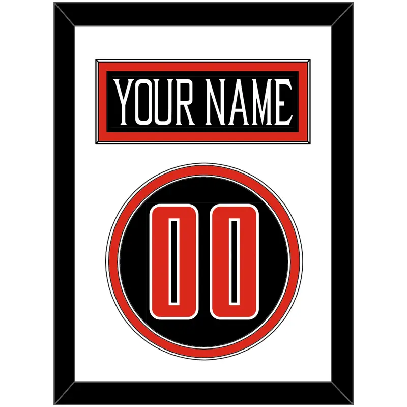 Texas Tech Baseball Nameplate & Number (Back) - Alternate Black (2018-2019) - Double Mat 1