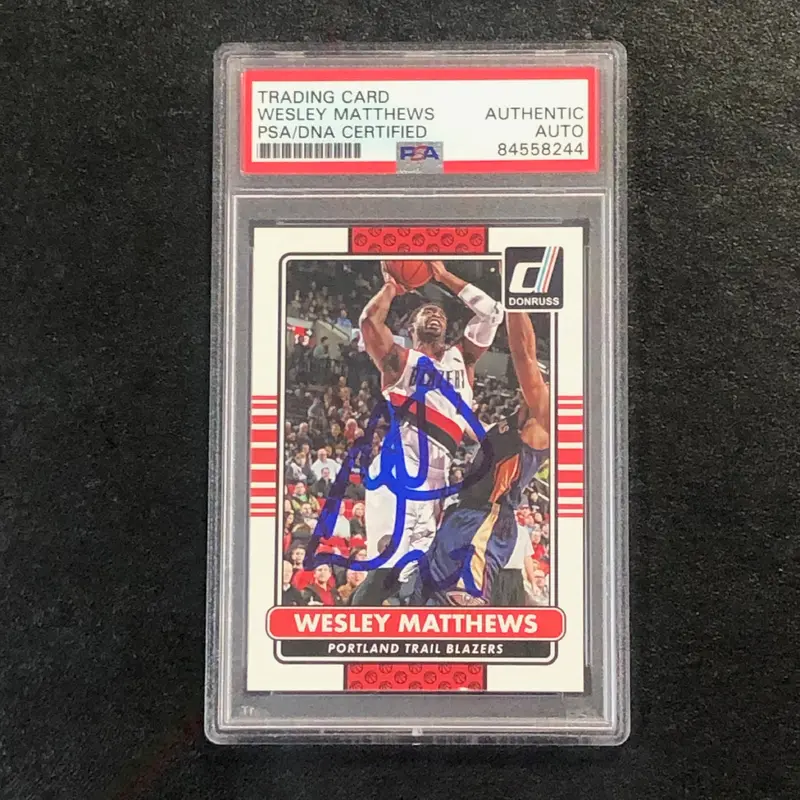 2014-15 Donruss #56 Wesley Matthews Signed Card AUTO PSA Slabbed Trailblazers