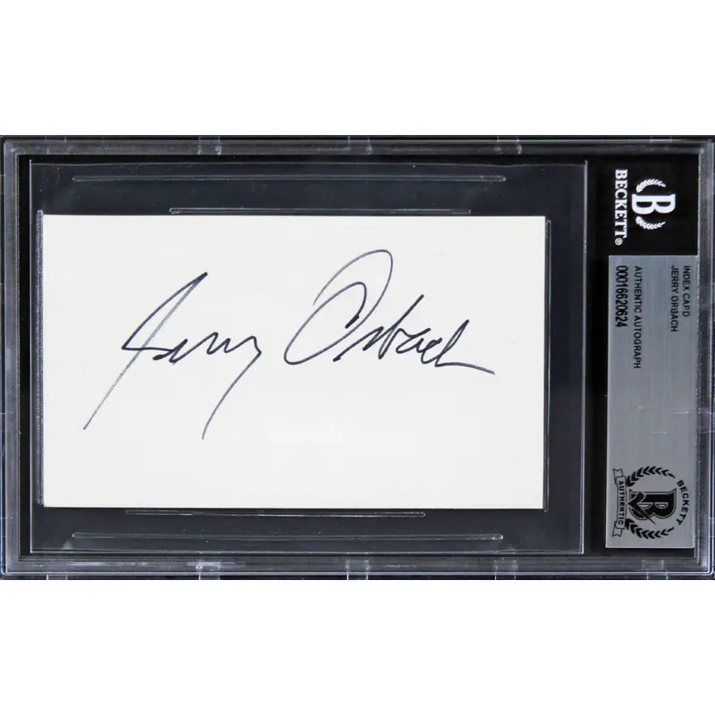 Jerry Orbach Law & Order Authentic Signed 3x5 Index Card Autographed BAS Slabbed