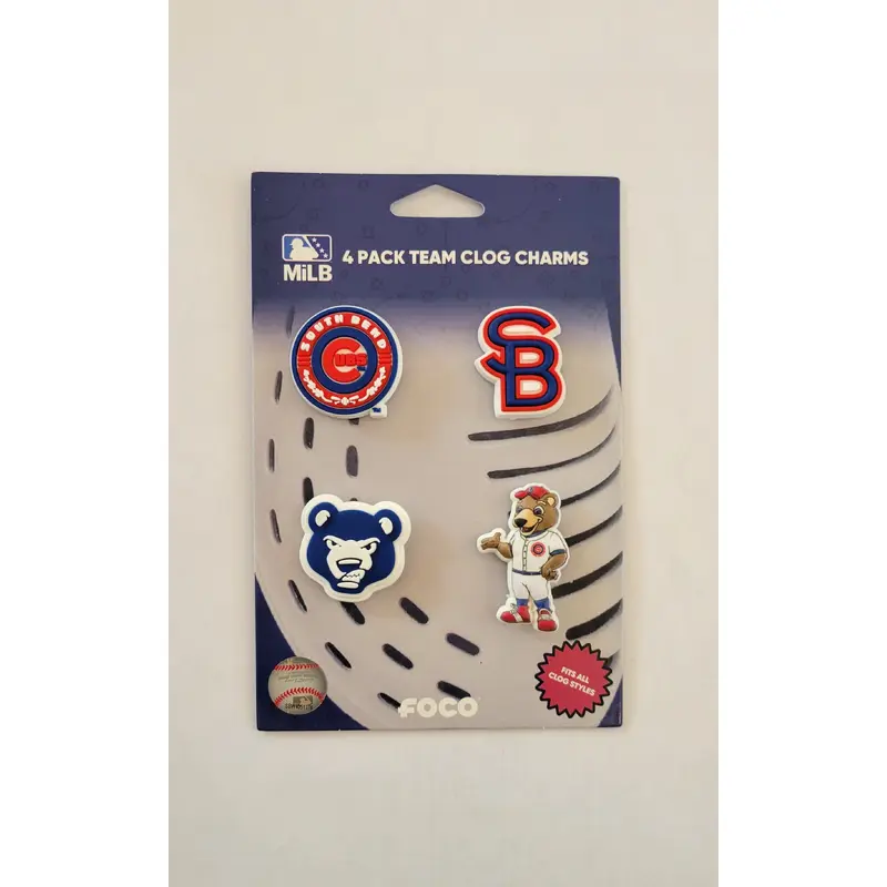 South Bend Cubs Clog Charm 4-pack Featuring Mascot Stu