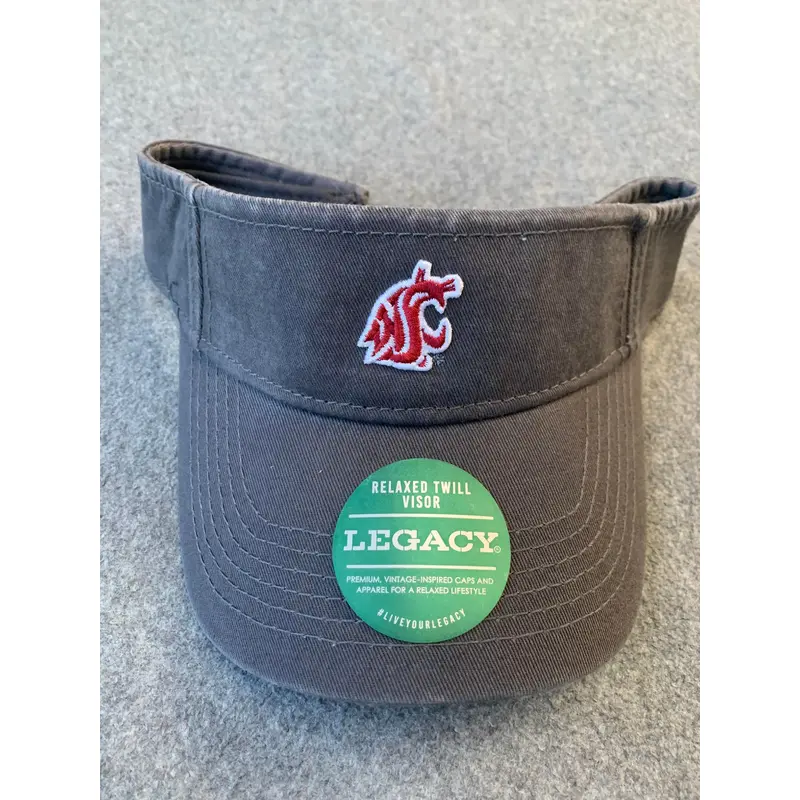 Teathered Gray Visor with Crimson WSU Coug Logo