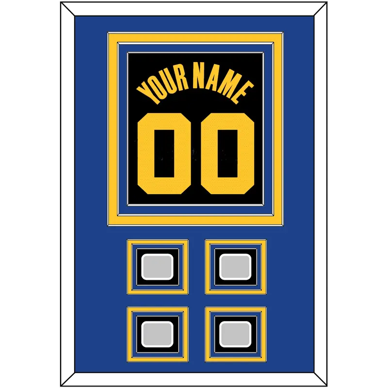 Golden State Name & Number With 4 Champions Patches - Black City (2021-2022) - Triple Mat 3