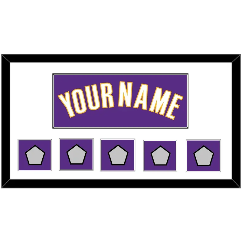 Los Angeles Name & 5 Finals Patches - Road Purple (1999-2004) - Single Mat 1