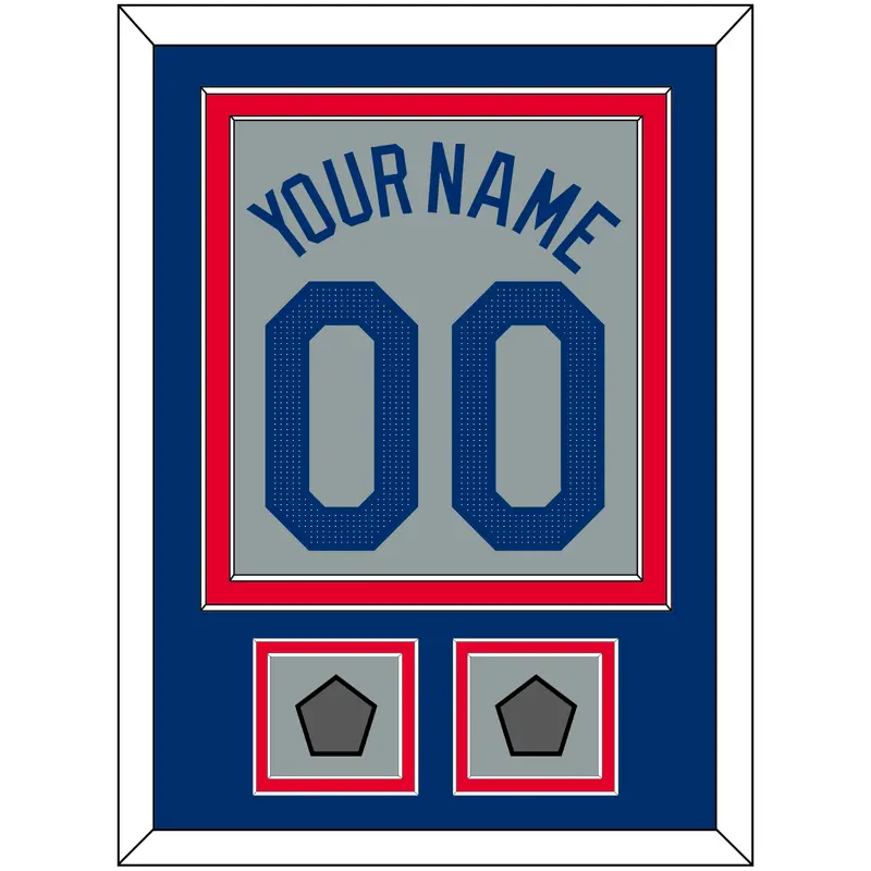 Los Angeles Name, Number & 2 World Series Jersey Patches - Road Gray - Double Mat 2