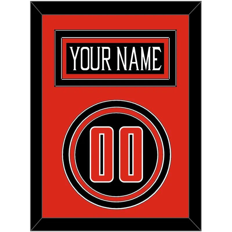 Texas Tech Baseball Nameplate & Number (Back) - Alternate Black (2018-2019) - Triple Mat 3