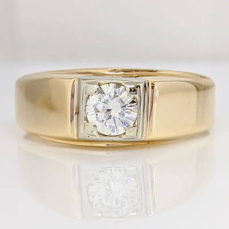 14K .58 CARAT TOTAL VS2 J DIAMOND ROUND ESTATE RING 6.0 GRAMS