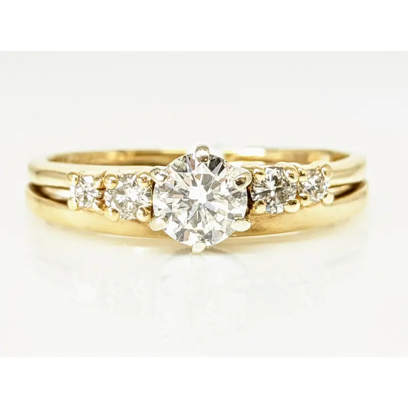 14K .69 CARAT TOTAL WEIGHT I1 G DIAMOND ROUND (5) ESTATE RING/WRAP 3.5 GRAMS