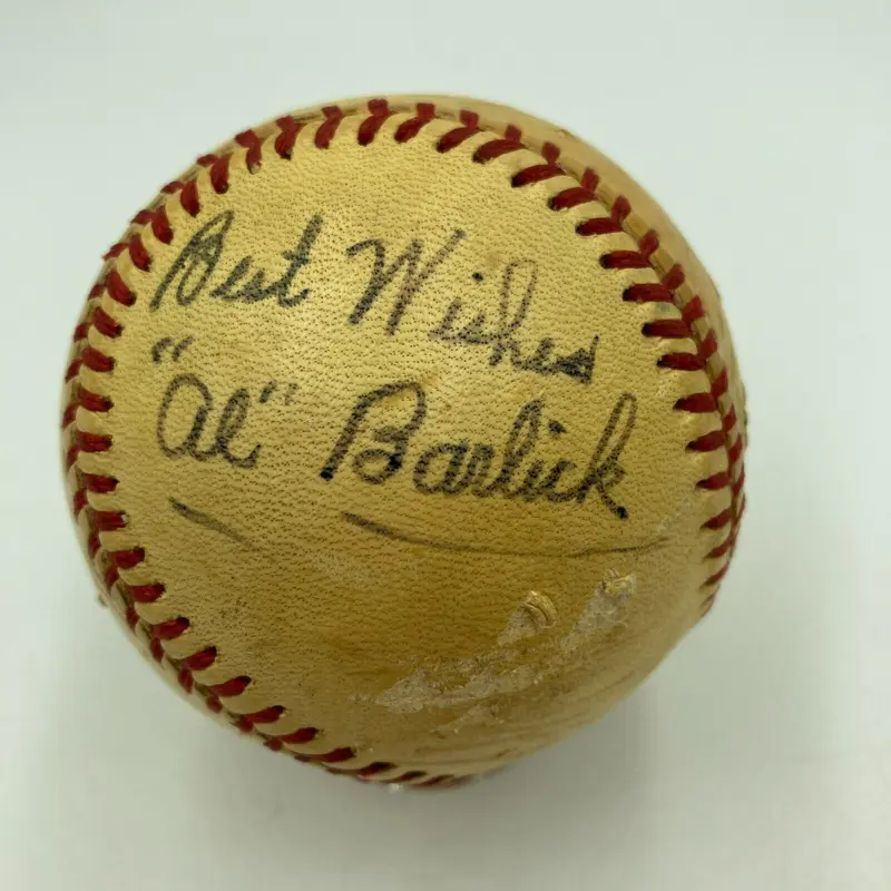 Al Barlick Signed Vintage Official National League Feeney Baseball