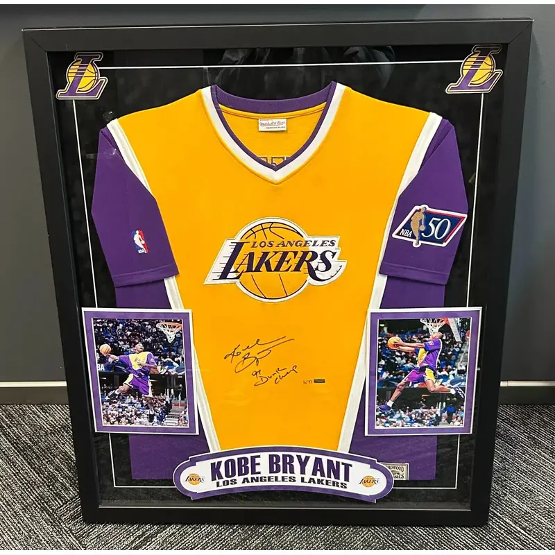 Kobe Bryant "1997 Dunk Champ" Signed Los Angeles Lakers Jersey Framed Panini COA