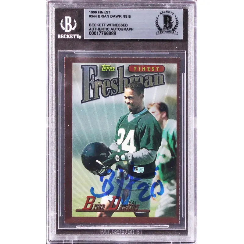 Eagles Brian Dawkins Authentic Signed 1996 Finest #344 Rookie Card BAS Slabbed