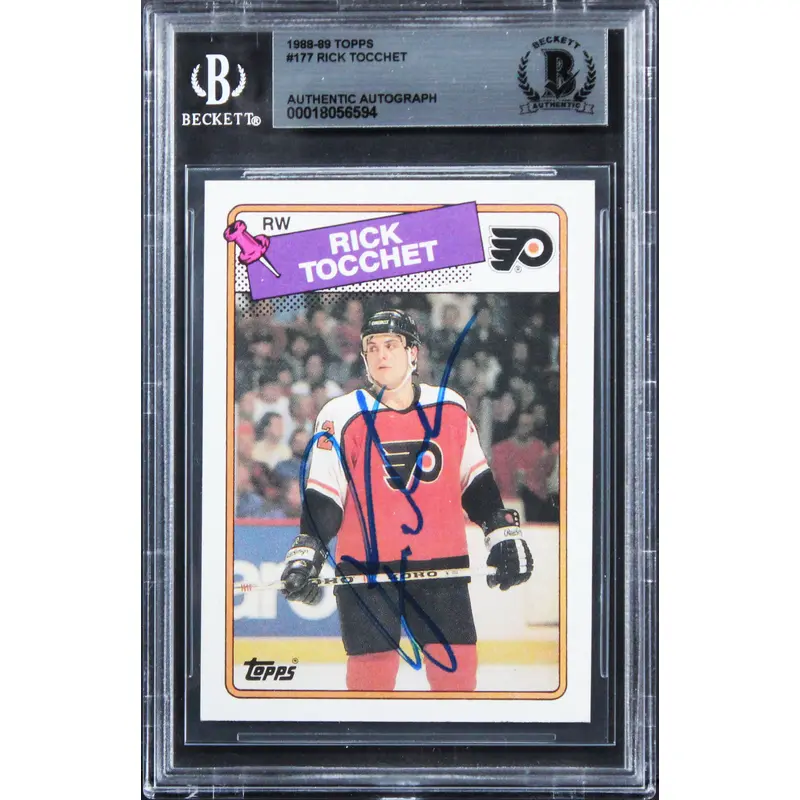 Flyers Rick Tocchet Authentic Signed 1988 Topps #177 Card BAS Slabbed