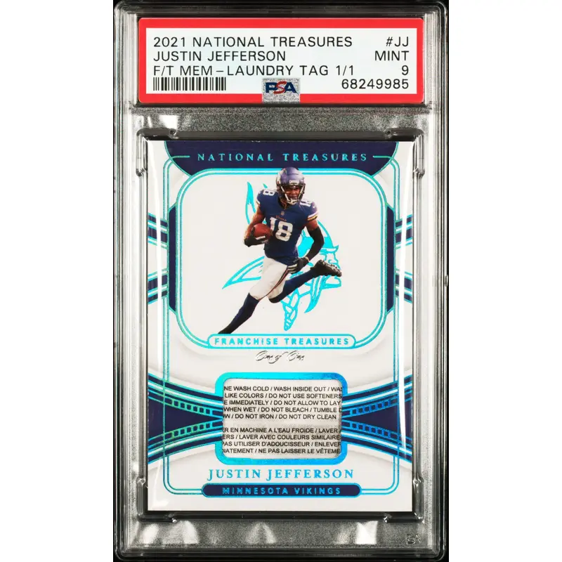 Justin Jefferson 2021 Panini National Treasures 1/1 Laundry Tag PSA 9 Mint