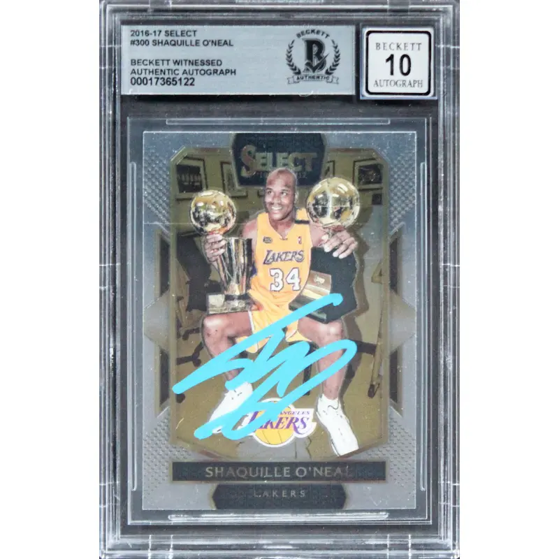 Lakers Shaquille O'Neal Signed 2016 Select #300 Card Auto Graded GM 10! BAS Slab