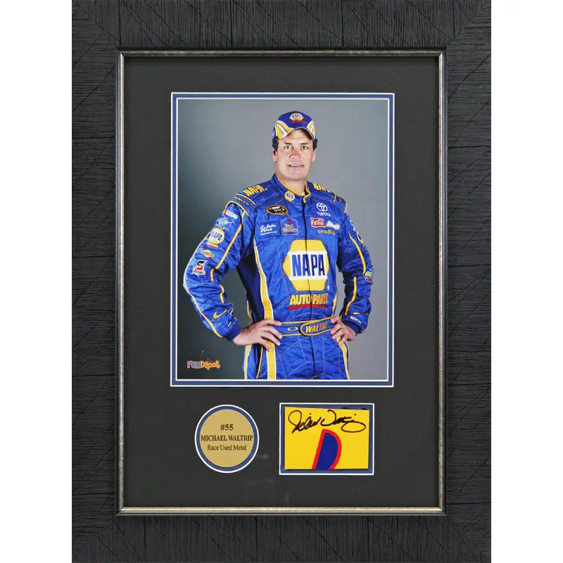 Michael Waltrip Authentic Signed & Framed 2.25x3 Race Used Metal BAS #AA03292