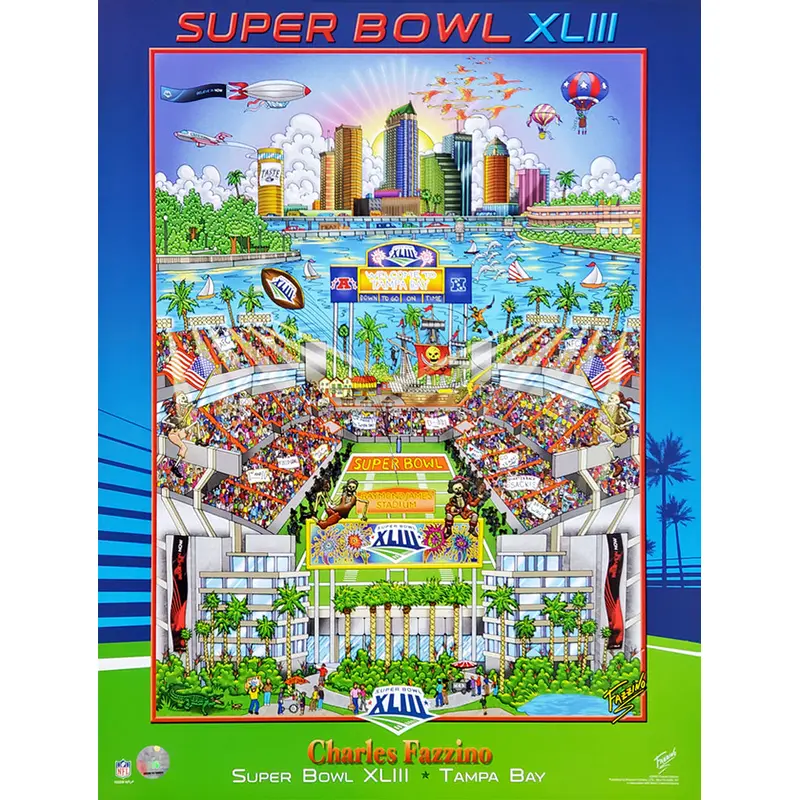 Super Bowl XLIII (Tampa 2009) Official Commemorative Pop Art Poster - Charles Fazzino