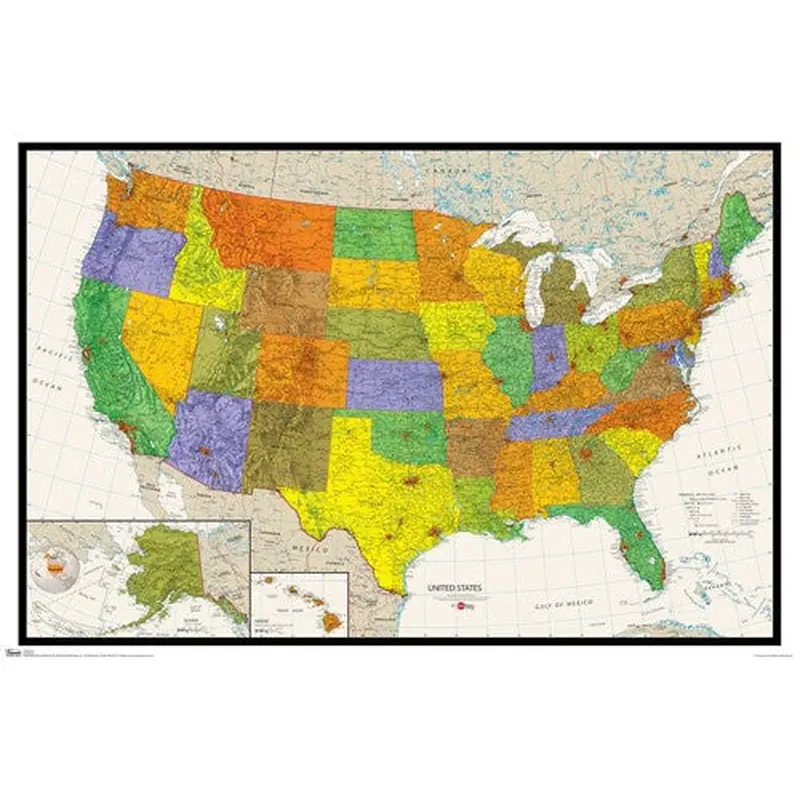 Wall Map of USA Poster - Trends International Inc.