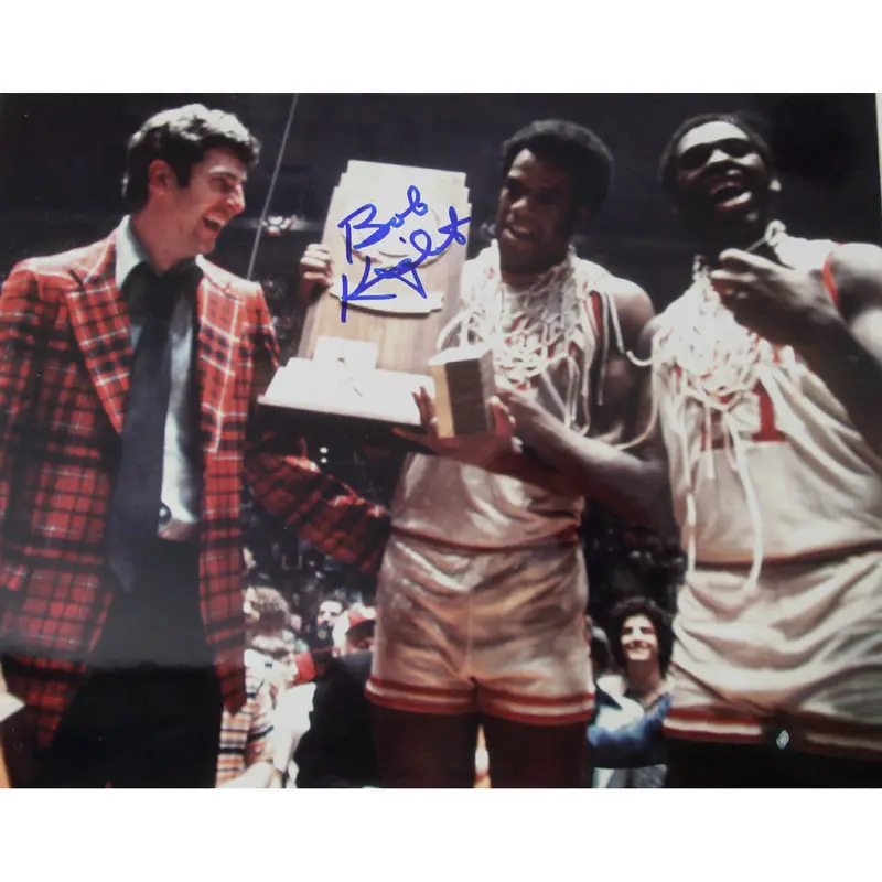Bob Knight Autographed 1976 NCAA Champs Trophy 16x20 Photo, Steiner COA