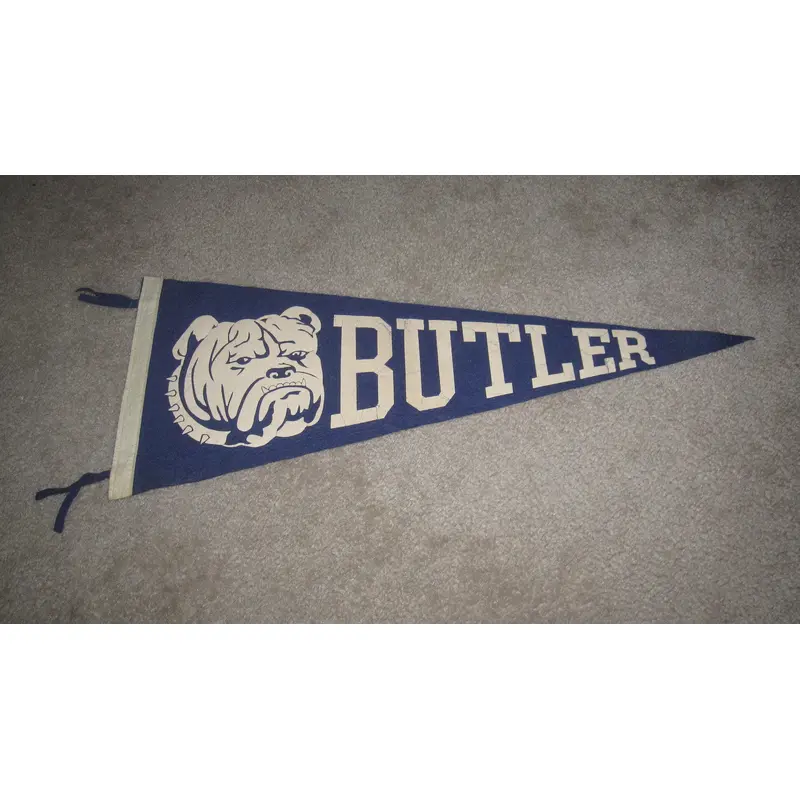 Vintage Butler University Pennant, Large Bulldog Logo