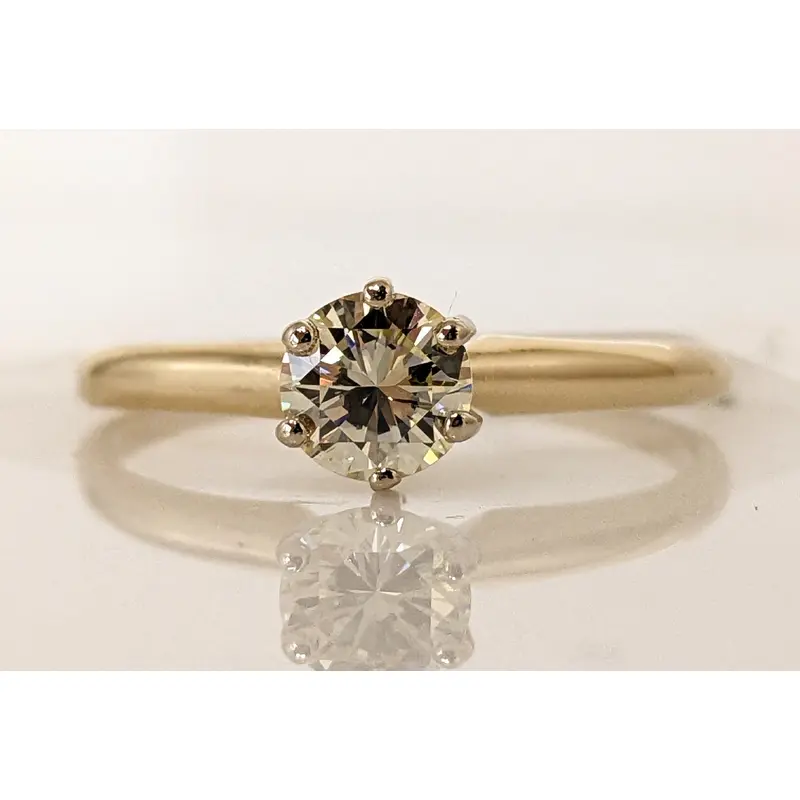 14K .52 CARAT TOTAL SI1 N DIAMOND ROUND ESTATE SOLITAIRE RING 1.6 GRAMS