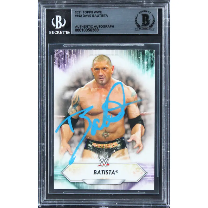 Dave Bautista Authentic Signed 2021 Topps WWE #192 Card Autographed BAS Slabbed