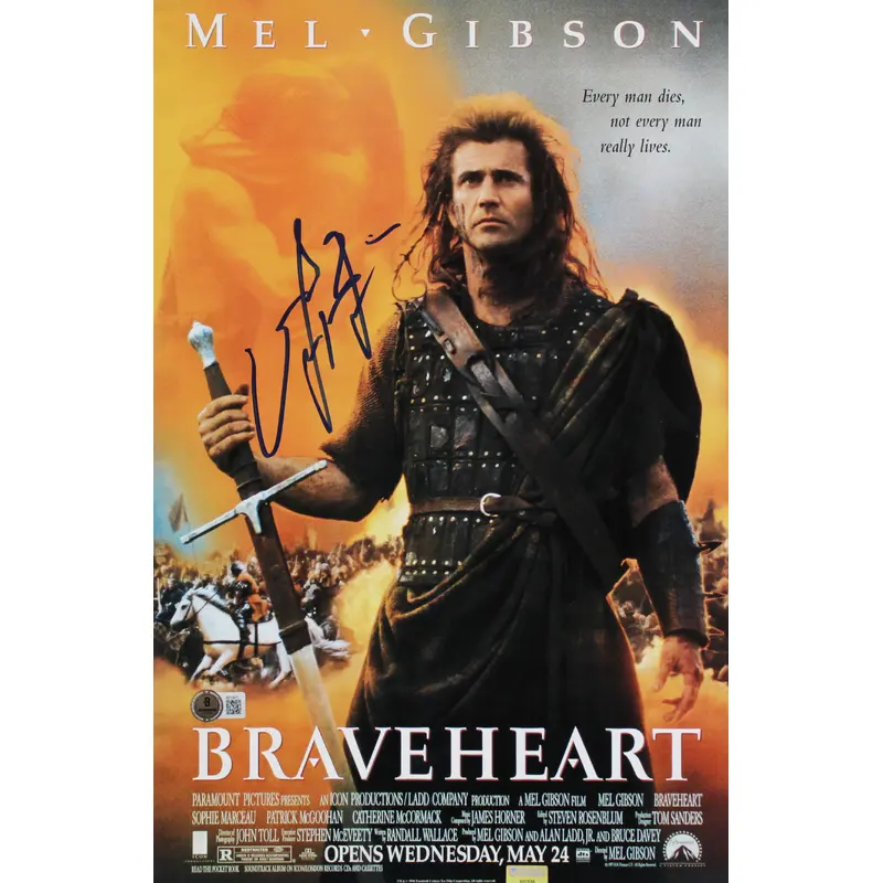Mel Gibson Braveheart Authentic Signed 11x17 Mini Movie Poster Photo BAS