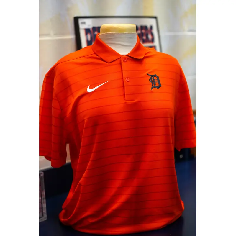 Detroit Tigers Men's AC Striped Polo- Orange