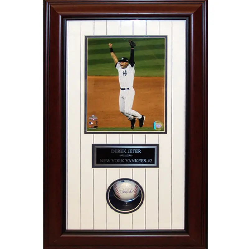 Derek Jeter Autographed New York Yankees Baseball Shadowbox Frame - JSA