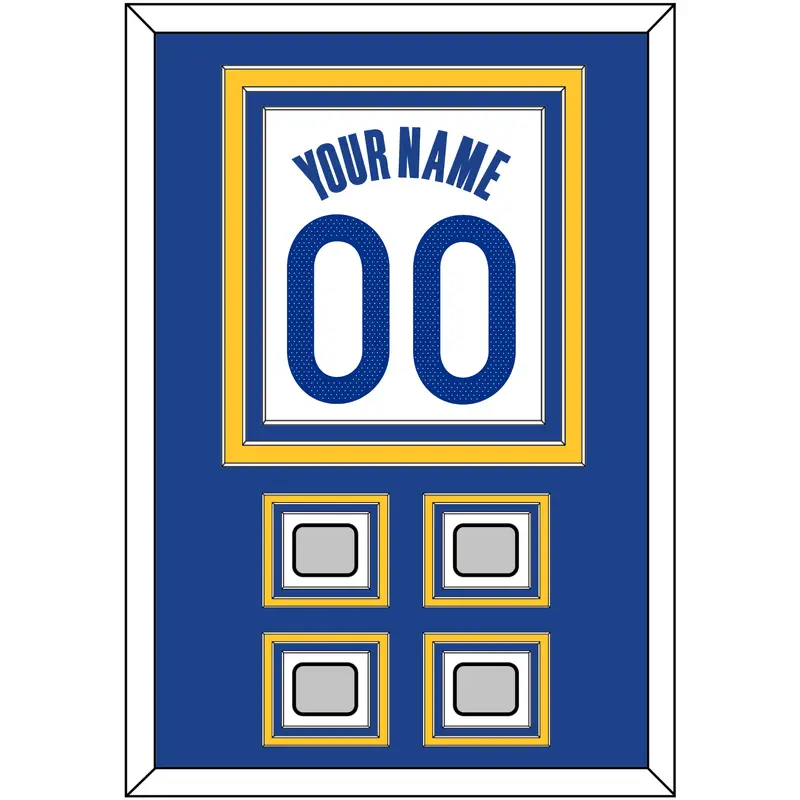 Golden State Name & Number With 4 Champions Patches - White Association - Triple Mat 2