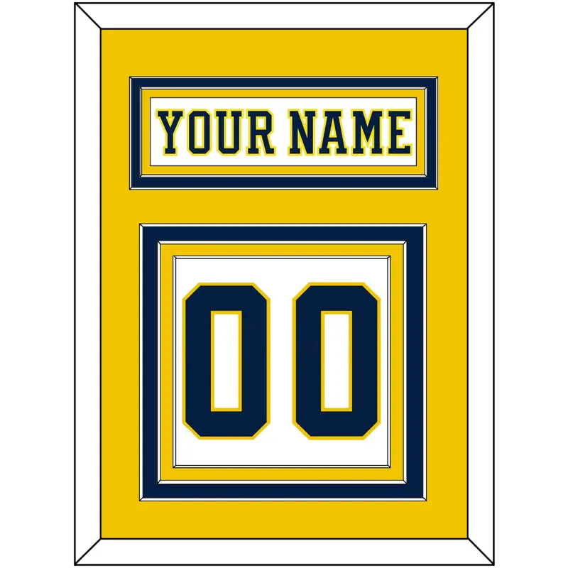 Michigan Hockey Nameplate & Number (Back) - Home White (2019-2020) - Triple Mat 3