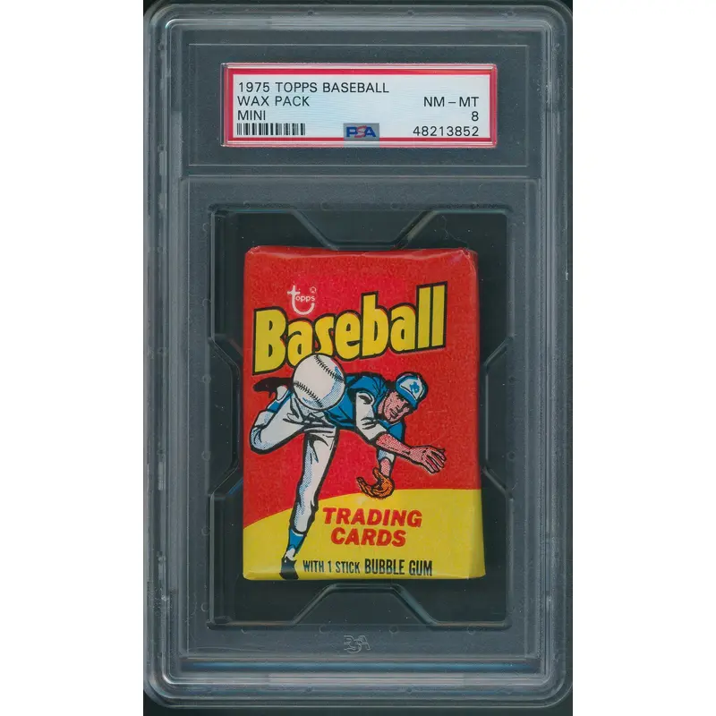 1975 Topps Baseball Unopened Mini Wax Pack PSA 8