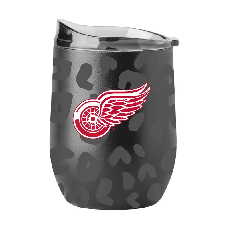 Detroit Red Wings Leopard 16oz Black Powdercoat Curved Beverage