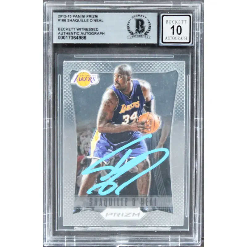 Lakers Shaquille O'Neal Authentic Signed 2012 Panini Prizm #166 Card BAS Slabbed