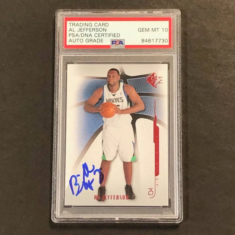 2008-09 SP Authentic #7 Al Jefferson Signed Card AUTO 10 PSA Slabbed Timberwolves
