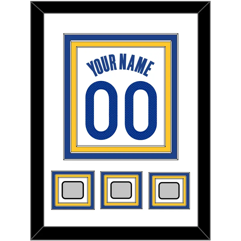 Golden State Name & Number With 3 Champions Patches - White Association - Triple Mat 1