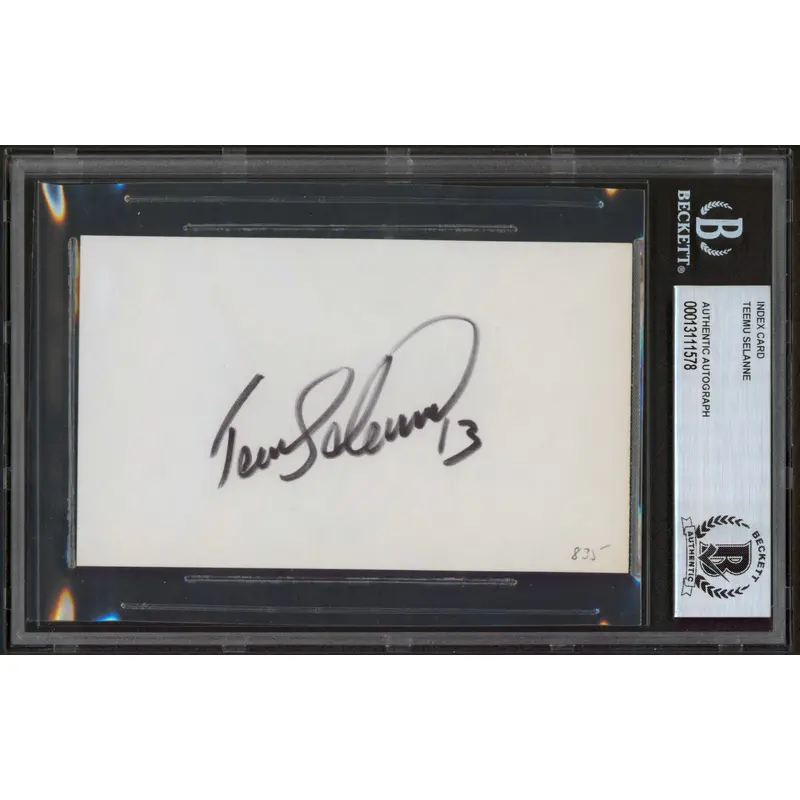Ducks Teemu Selanne Authentic Signed 3x5 Index Card Autographed BAS Slabbed