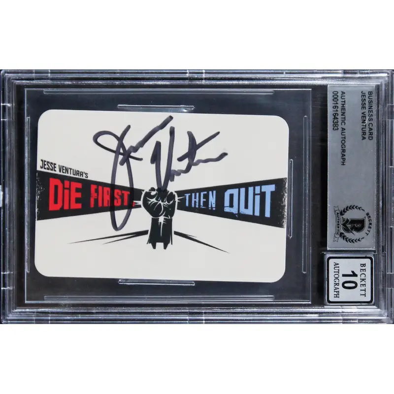 Jesse Ventura Signed 2.25x3.25 Business Card Auto 10! Autographed BAS Slabbed